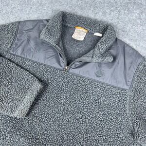 Timberland Sweater Mens XL Gray Stratham Issue 1/4 Zip Sherpa Pullover Outdoors‎